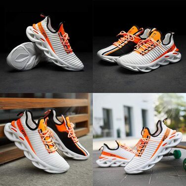 Чоловічі кросівки Ahico для бігу, фітнесу та крос-тренінгу. Slip-On, білі з помаранчевим, 42.5 EU