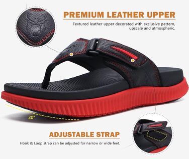 Чоловічі шльопанці KuaiLu для відновлення та ходьби, ортопедичні, спортивні, з товстою підошвою, комфортні, з підтримкою склепіння стопи, чорно-червоні, 46 EU