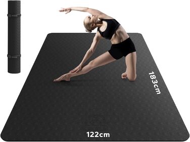 Килимок для йоги HAPBEAR XXL, нековзний, 183x122x0,8 см, фітнес-мат для пілатесу, спорту та тренувань вдома, ультра міцний