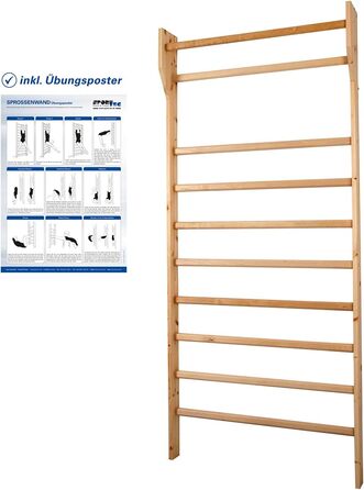 Шведська стінка Sport-Tec 100x230 см, 10 перекладин, береза, для гімнастики та фітнесу