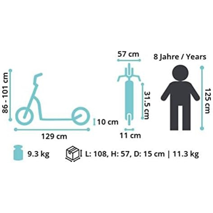 Самокат дитячий STAR SCOOTER City Kick Scooter 16 дюймів, з пневматичними колесами, регульована висота, чорний