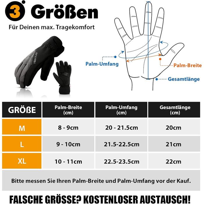 Зимові рукавички HIKENTURE: водонепроникні, для їзди на велосипеді, катання на лижах, чоловічі/жіночі, термо, чорно-сірий, розмір L