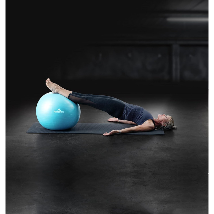 Фітнес-м'яч Alphapace 75 см: для фітнесу, йоги, офісного використання, зі спеціальною помпою. Підходить для людей зріст 175 см і вище. Колір: Icy Blue