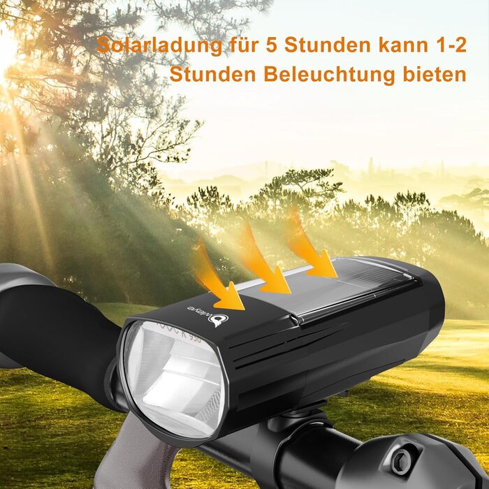 Owleye: комплект велоліхтарів на сонячній енергії, USB-зарядка (Type-C), StVZO, передній + задній ліхтар LED