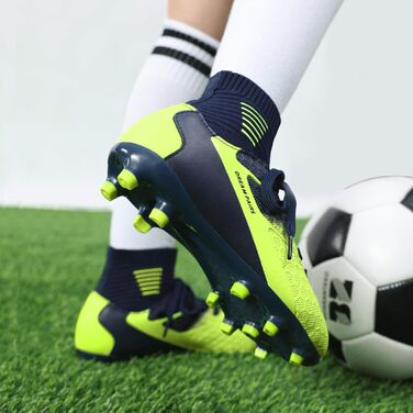 ДREAM PAIRS Футбольні черевики для дітей, унісекс, розмір EUR 36, темно-синій/неоновий зелений