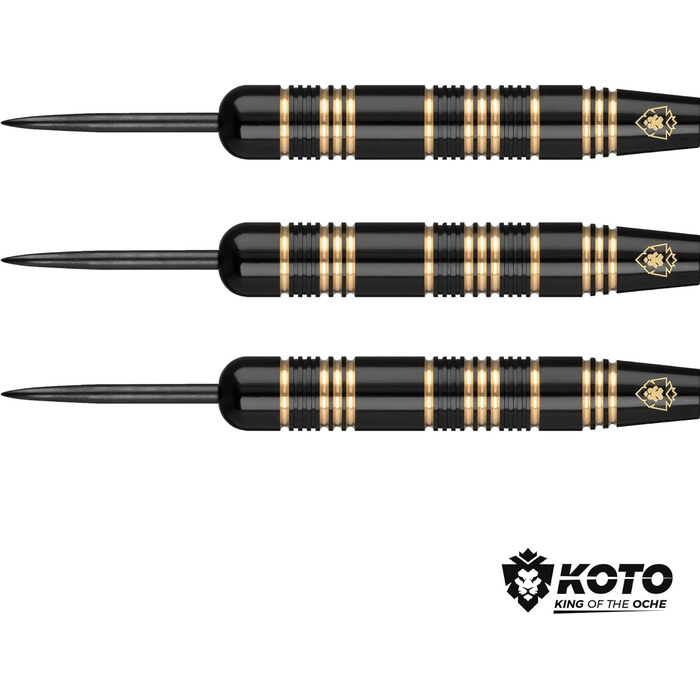 Професійний дартс-набір KOTO King Pro Surround чорний, 3 дротики, 2 комплекти оперень, 2 комплекти стрижнів (короткі та середні), чохол з логотипом KOTO, підходить для всіх дартс-мішеней, з кільцем для захисту стін і стріл