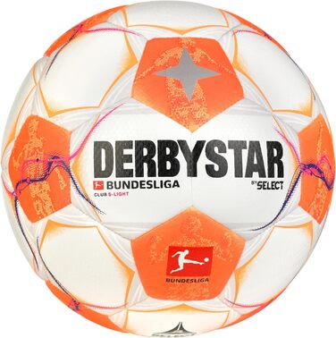 Футбольний м'яч Derbystar Bundesliga Club S-light V24, розмір 3, біло-оранжево-рожевий, для юніорів, унісекс