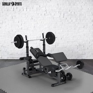 Набір захисних пазл-матів для підлоги GORILLA SPORTS, EVA-піна, 60x60x1.2 см, 16 шт (5.76 м²), протиковзкі килимки для фітнесу та тренувань, сірі