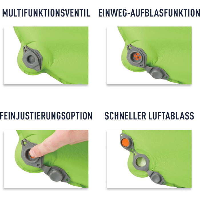 Каремат Sea to Summit Comfort Light Self Inflating Regular Green - самонадувний килимок для туризму, піших прогулянок, 2.5 сезони, з технологією Delta Core та системою Packsack & Pillow Lock
