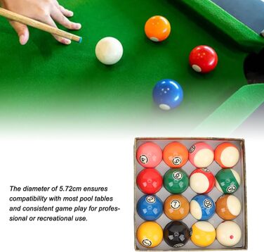 Набір куль для більярду, 16 штук, 5,72 см, кульки для більярдного столу, набір для тренувань