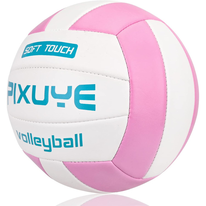 Волейбольні м'ячі PIXUYE, розмір 5, м'які для пляжу, дітей та дорослих, для ігор та тренувань, рожево-білі