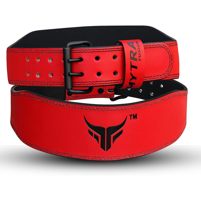 Mytra Fusion Gym Belt 4 дюйми: пояс для важкої атлетики, пауерліфтингу, підтримки спини, червоний (Small)