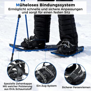 Шнеки туристичні COSTWAY з підйомником, 35-45 EUR, до 68/90 кг, комплект з трекінгових палиць та сумки, для чоловіків, жінок та підлітків, блакитні