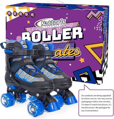 Дитячі ролики Nattork для дівчаток та хлопчиків, регульовані, з підсвічуванням, розмір EU 27-30, блакитні