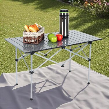 Стіл кемпінговий розкладний Relaxdays HBT 55x95x53 см, сталевий, сріблястий для пікніка та відпочинку