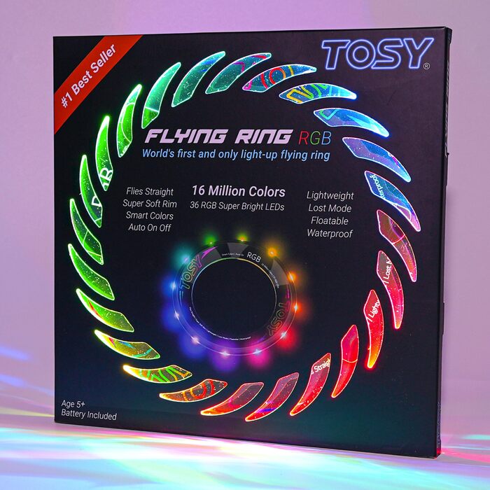 Літаючий кільце TOSY з RGB-підсвіткою (36 LED) – іграшка для басейну, пляжу, кемпінгу, водонепроникне, з режимом пошуку
