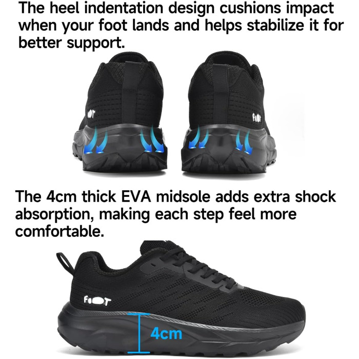 Кросівки для бігу широкі чоловічі та жіночі, зручні, дихаючі, спортивні, розміри 37-47 (37 EU, чорний)