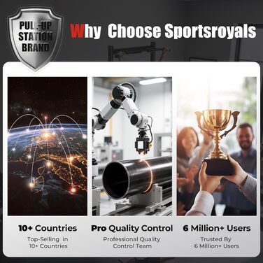 Power Tower Sportsroyals для домашнього фітнесу: турнік, бруси, турнік-станція, до 204 кг, чорний