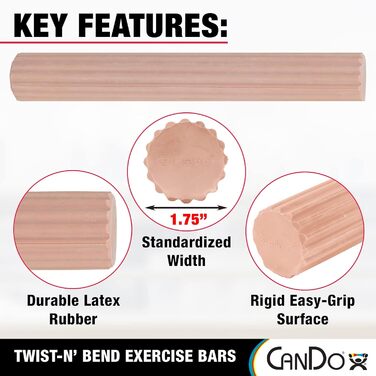 Тренажер для рук і пальців CanDo Twist-n-Bend, гнучкий, дуже легкий, бежевий