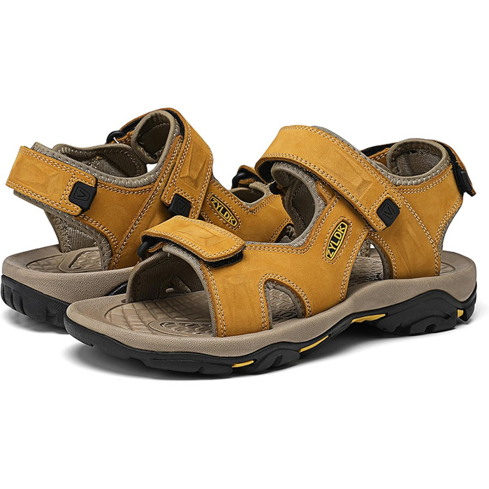 Чоловічі сандалі з натуральної шкіри для піших прогулянок та відпочинку на пляжі. Літні сандалі для туризму та активного відпочинку (41 EU, жовті)