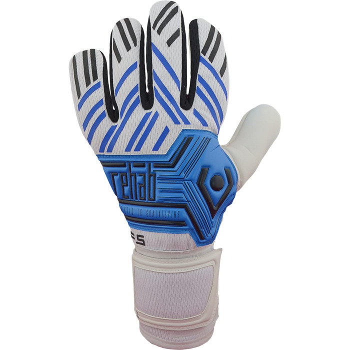 Воротарські рукавички Rehab Core NC Pro Grip для футболу, білі/сині, дорослі та діти, розмір 5-11