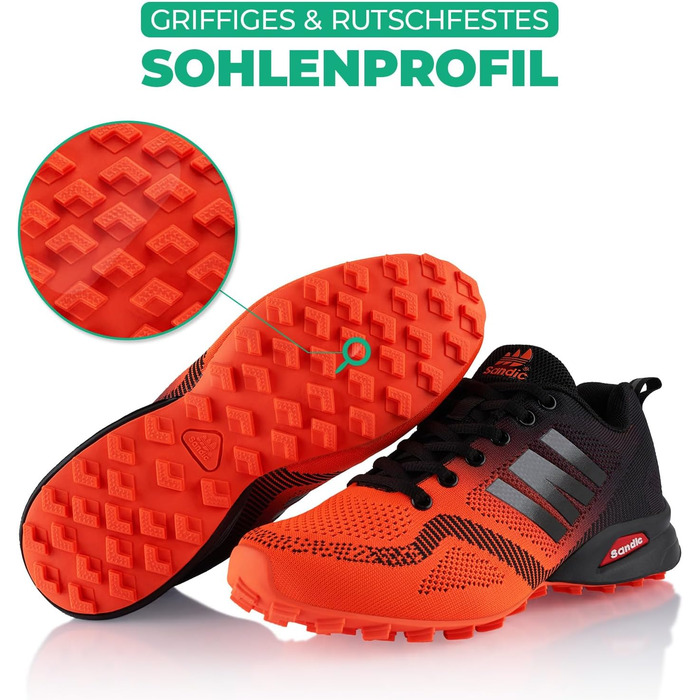 Трекінгові черевики для жінок та чоловіків, дихаючі, для трекінгу та трейлраннінгу, 45 EU, помаранчево-чорні