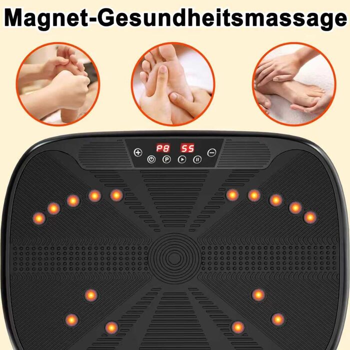 Вібраційна платформа для дому, 99 рівнів інтенсивності + 10 програм тренувань, пристрій для тренування всього тіла для нарощування м'язів та спалювання жиру, в комплекті з 2 фітнес-гумками (зелений/чорний)