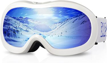 Дитяча лижна маска EXP VISION з антифогом і UV-захистом, для сноуборду, накладна, біла оправа/блакитна лінза, для хлопчиків і дівчат