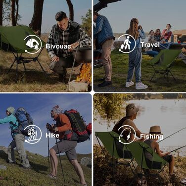 Складний туристичний стілець TOPCHANCES для кемпінгу та відпочинку на природі (армійний зелений)