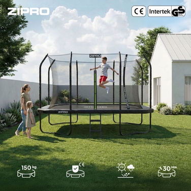 Дитячий садовий батут Zipro прямокутний із внутрішньою сіткою, 8FT x 12FT