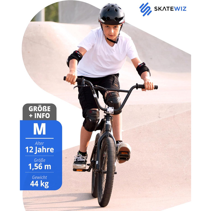 Набір захисту SKATEWIZ 6 шт. для дітей та дорослих: наколінники, налокітники, захист зап'ястя. З сумкою. Protect-1, колір блакитний, розмір XS.