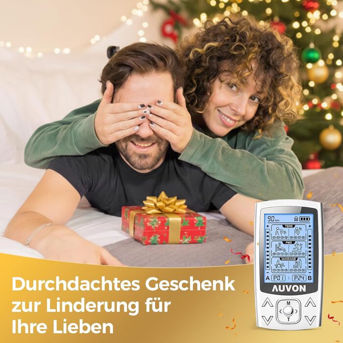 Пристрій TENS EMS AUVON: 2 канали, 24 режими, 12 електродів для зняття болю та масажу спини та шиї