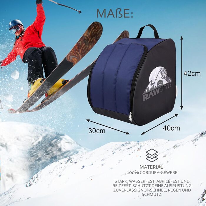 Чохол для лижних черевиків BambiniWelt Rafael K. - 40x42x30см, водонепроникний, з ручкою та лямками, для черевиків, шолома та рукавичок (чорний/світло-зелений)