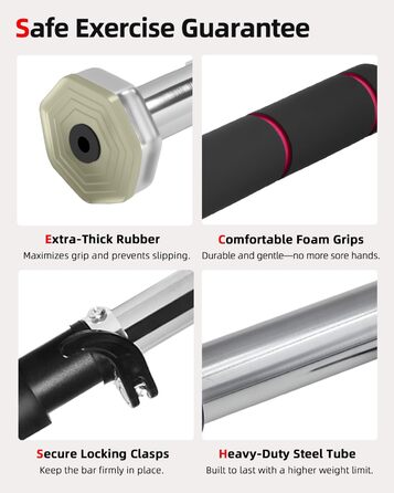 Кімнатна турнік Abahub для дверей з фіксатором, без свердління, чорно-червоний, для домашніх тренувань