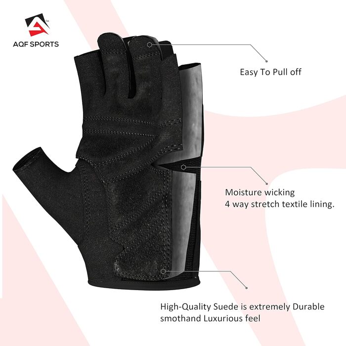 Фитнес рукавички для тренувань AQF: Ultralight для силових тренувань, бодібілдингу, важкої атлетики, залу, чоловічі та жіночі (червоні, L)