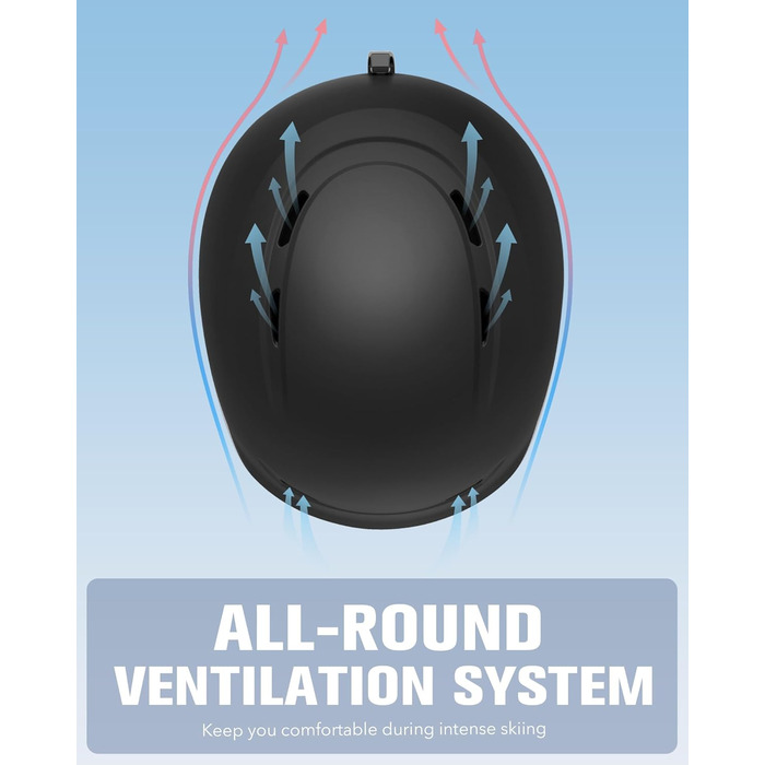 Шолом гірськолижний Findway для чоловіків та жінок, унісекс, з вентиляцією, для катання на лижах/сноуборді, розмір L (59-63 см), колір чорний