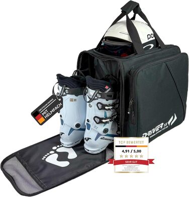 Рюкзак для лижних черевиків Driver13 з відділенням для шолома. Підходить для лиж, сноуборду, роликів та чоботів. Оригінальний рюкзак з 2007 року, чорний.