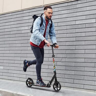 Самокат Leogreen Cityroller 205 мм, алюмінієвий, складаний, регульований, для дорослих і підлітків, до 100 кг, PU колеса, зі стійкою