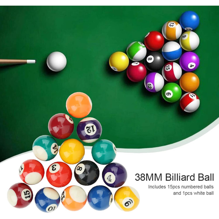 Набір куль для більярду, міні-більярдний набір, 16 куль з кулькового пластику, 38 мм, екологічний, для дітей, ігри вдома