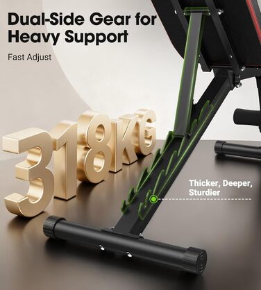 Тренувальна лава FLYBIRD багатофункціональна, 8 положень спинки/3 положення підніжки, вантажопідйомність 300-318 кг, складана, для дому, чорно-червона