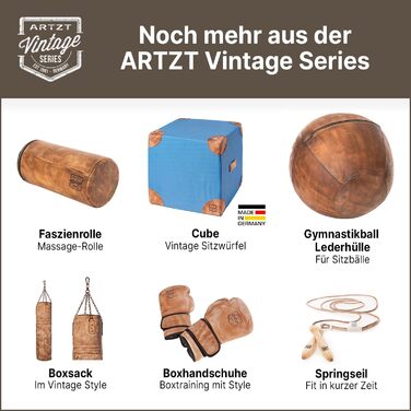 Медичний м'яч ARTZT Vintage Series зі шкіри, для силових тренувань, ручна робота, Німеччина