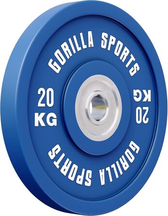 Бамперні диски GORILLA SPORTS 20 кг, 50 мм, гумові, для штанги, олімпійські вагові плити