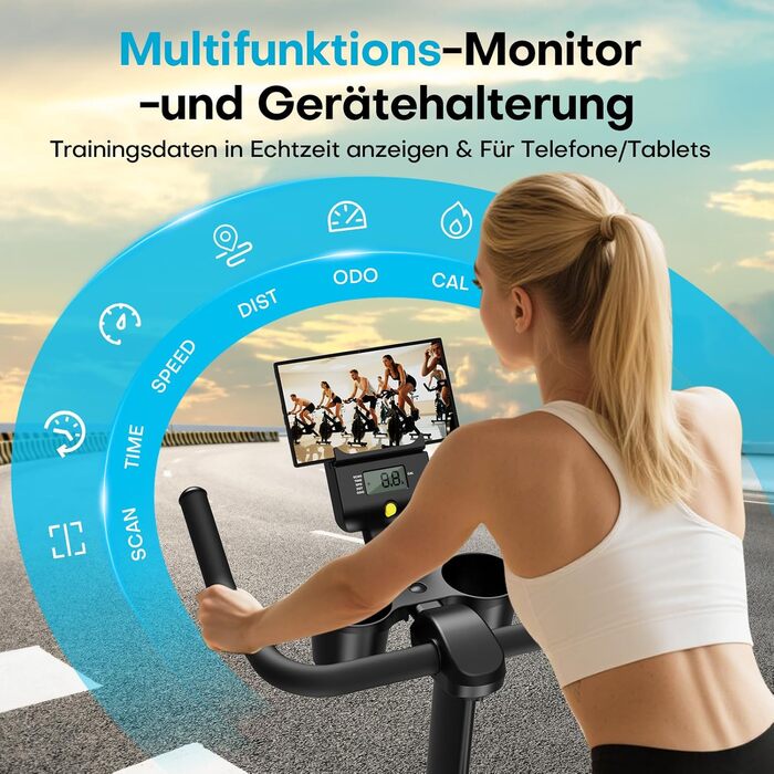 Hometrainer Neu SLUNSE 2025: велотренажер з магнітним опором, LCD-дисплеєм, підтримкою додатків та вагою до 180 кг (зелений/синій)