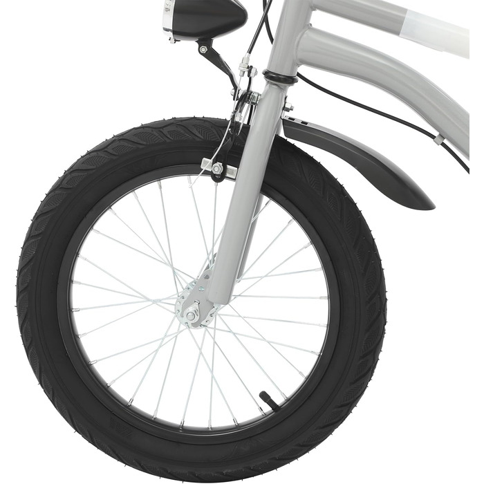 Дитячий велосипед 16 дюймів для дітей 5-8 років, регульований за висотою, з підставками та LED-ліхтариками, сірий