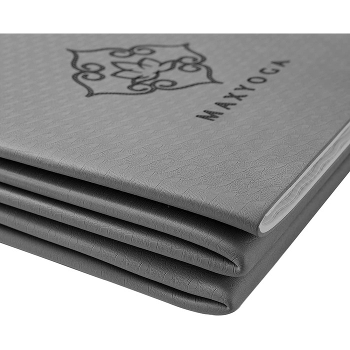 Складаний йога-мат MAXYOGA з екологічного TPE, 183×61×0,6 см, нековзний, чорний