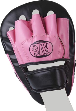 Рожеві лапи для боксу BAY® 'PINK i can...', вигнуті, 2 шт., PU-шкіра, для дівчат, жінок і дітей, тренувальні, для кікбоксингу, карате, тайського боксу