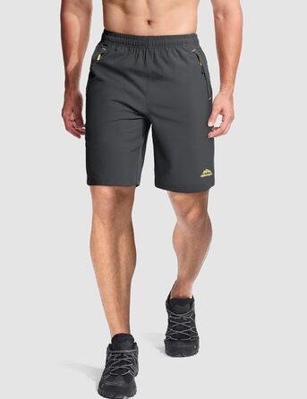 Шорти спортивні чоловічі MAGCOMSEN, шорти для тренувань, туризму та фітнесу, швидковисихаючі, з кишенями на блискавці (темно-сірий, 36)