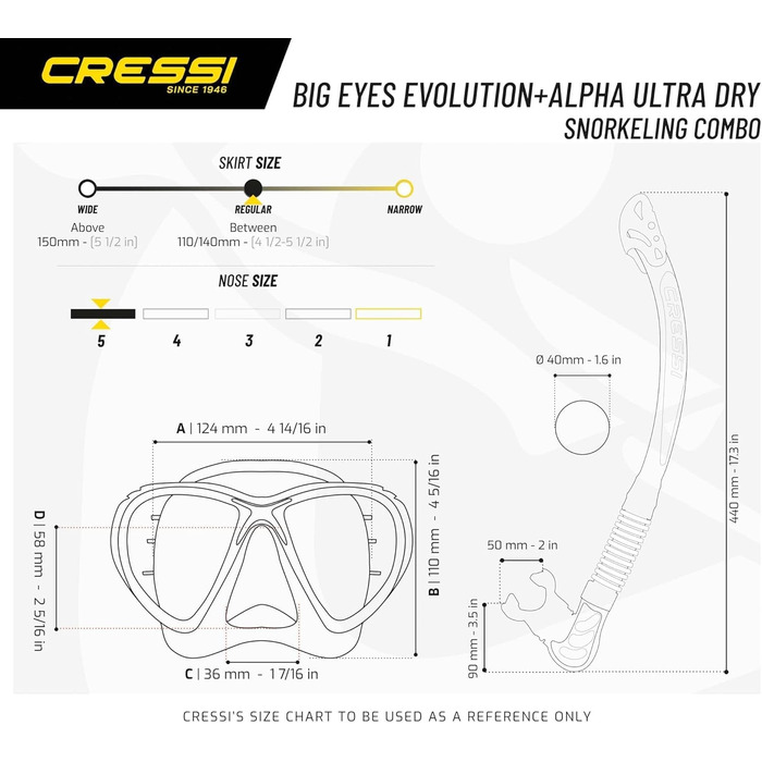 Набір для снорклінгу Cressi DS337050: маска та трубка для підводного плавання