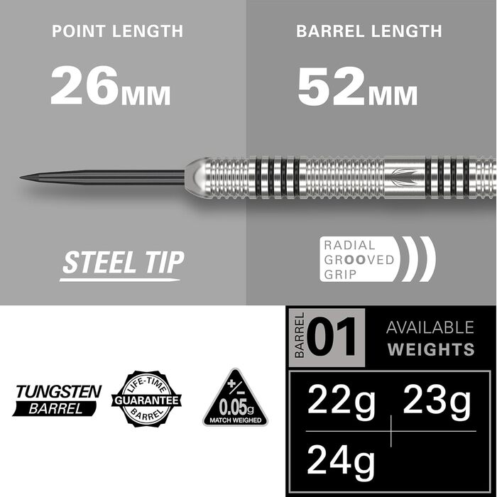 Дарти Target Phil Taylor 22G Wolfram: сталеві дротики з наконечниками, 9 Pro Grip, 9 Pro Ultra, чохол для дартс