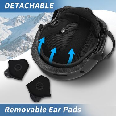 Шолом для сноуборду та гірських лиж з маскою, DXH816. Знімне кріплення, дихаючий, захист від ударів, UV-захист, регульований. Чорний матовий.